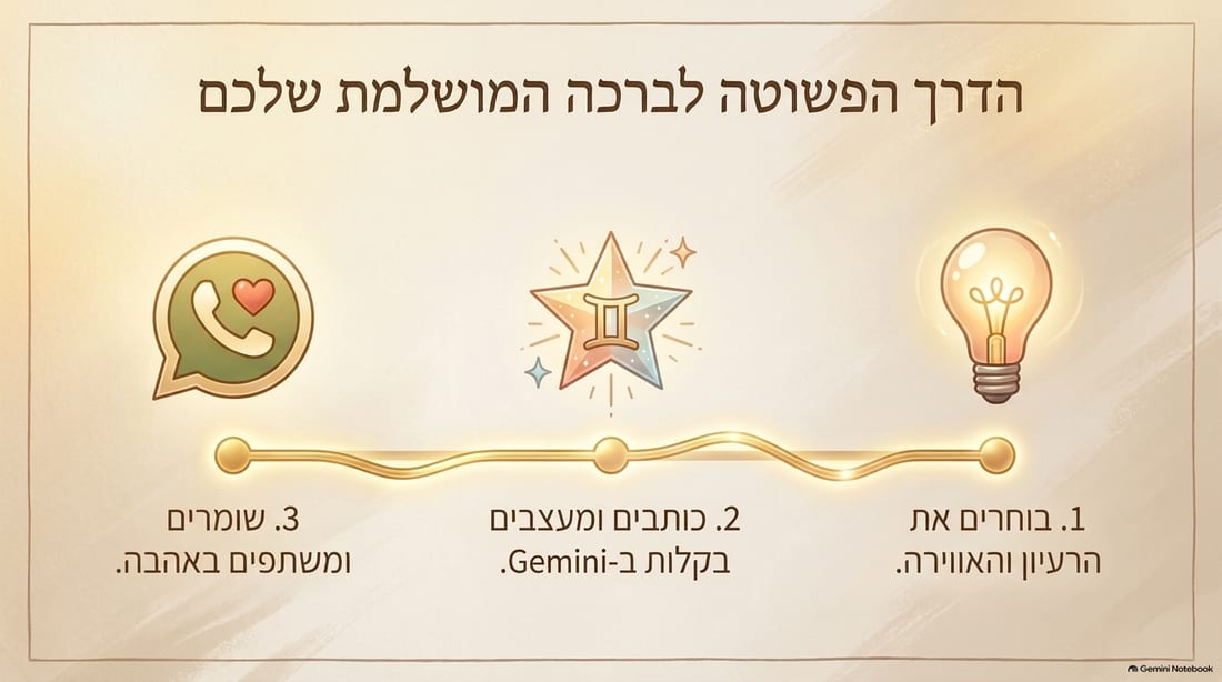 שקופית: הדרך הפשוטה לברכה, שלושה שלבים מבחירת הרעיון ועד השיתוף
